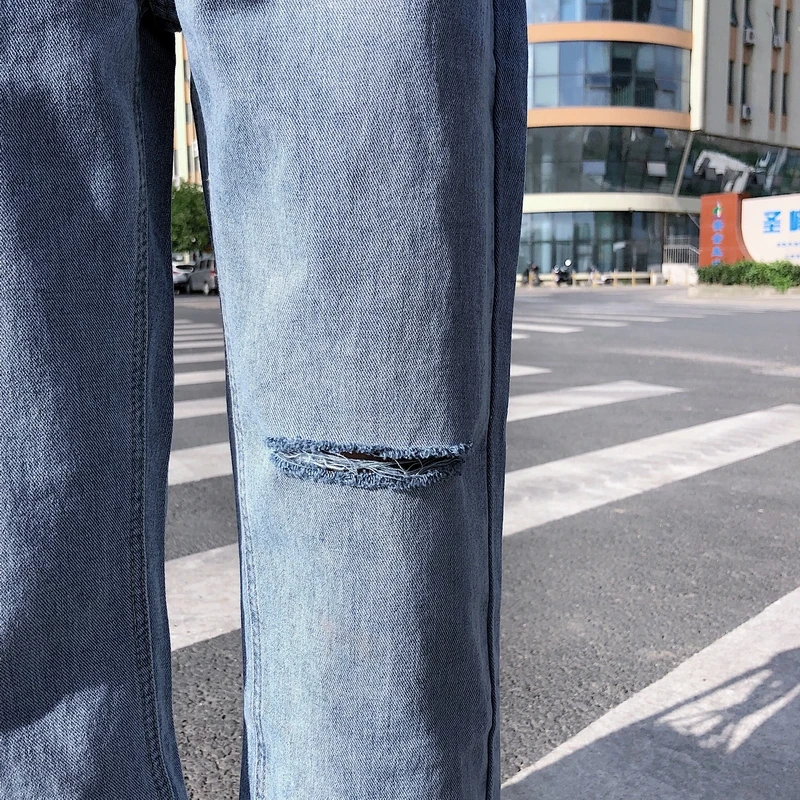 Spring High-waisted Loose-Fit Slimming Jeans Women's Korean-style New Style Washing Students Casual Capri Pants Fringed Straight