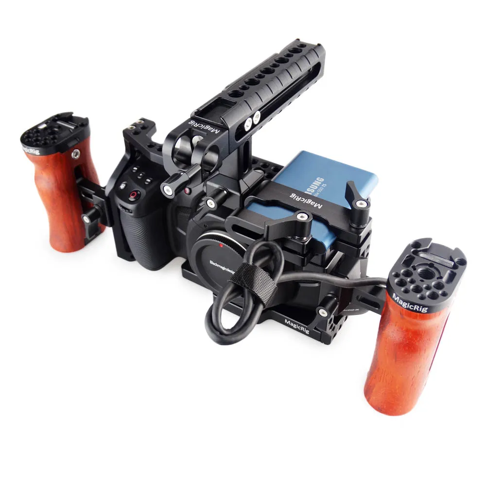 Корпус для камеры MAGICRIG BMPCC 4K /BMPCC 6K с ручкой в стиле НАТО и регулируемой деревянной