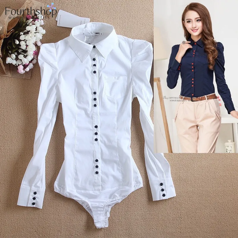 White Blouses and Tops Women Long Sleeve Body Shirt Office Lady Business Work Bodysuit Female Fashion Jumper Autumn Romper 2020 womens blouses