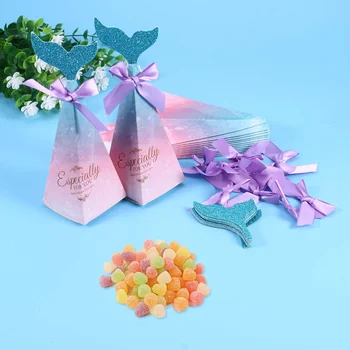 

30Pcs Mermaid Shaped Candy Box Packing Box for Wedding