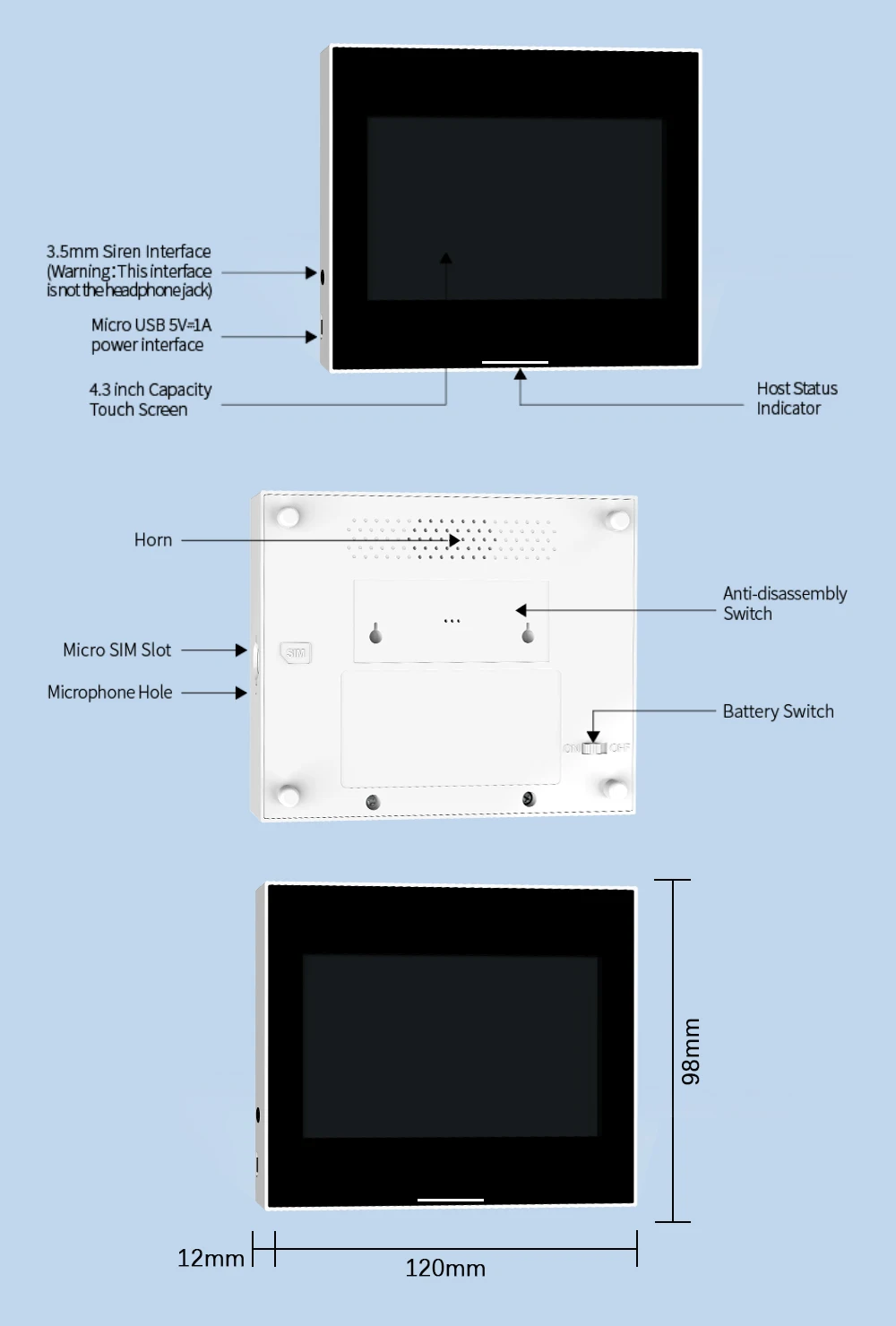 remoto por aplicativo, vida inteligente, ota, com sensor de movimento de sirene
