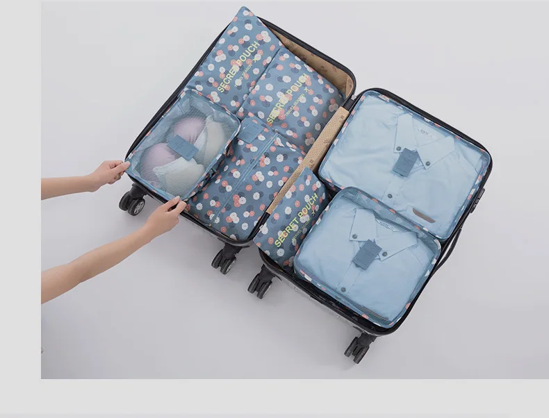 6pcs packing cubes Travel Organizer Bag Clothes Pouch Portable Luggage Suitcase Chic Bags Unisex Use Travel Accessories