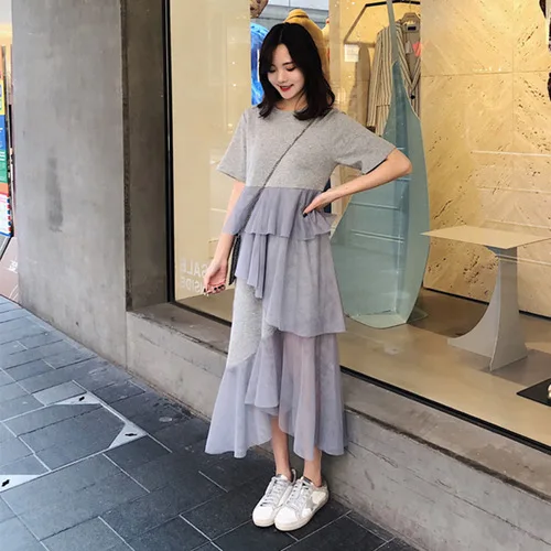 

Fishtail Dress Spring And Summer New Style Korean-style High-waisted French fu gu qun Women's