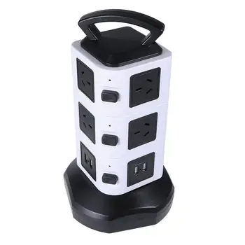 

4 Layer 3 Layer Vertical Power Strip Socket Tower Surge Protector 10 AC Outlets 4 USB Ports 6ft Extension Cord (AU Plug)