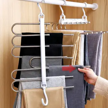 

Magic Trouser Hanger Non Slip Clothes Rack Foldable Multifunctional Rotatable Pants Space Saving Scarves Tie Traceless Wardrobe