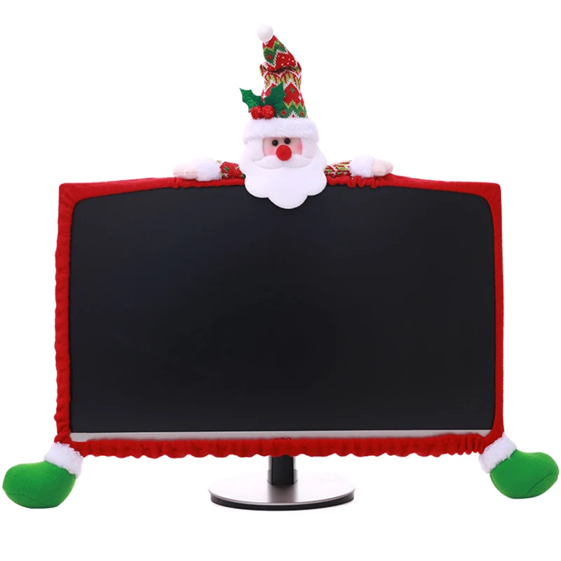 new style Christmas decoration Christmas computer screen set Three-dimensional cartoon computer cover - Цвет: C