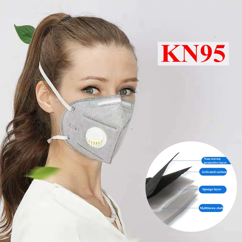 

kN95 Adult Mask Vertical Nonwoven Air Valved Anti Dust Mask PM 2.5 95% Respirator Mouth Face Mask With Valve Gauze filter Mask