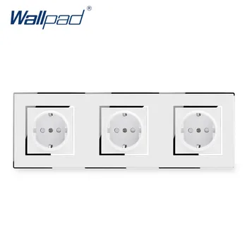 

Triple 2 Pin Power Socket Wallpad Luxury Wall Electric Outlet Mirror Acrylic Panel EU German Standard 16A AC 110~250V Schuko