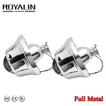 

ROYALIN 3.0 Metal Lens Bi-xenon H1 HID Projector Head Lights Lens w/Pegasus Shrouds For Ford Focus Car Styling Auto H4 H7 Lamps