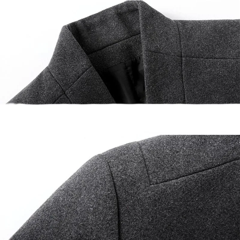 New Autumn Winter Brand Men Wool Blends Coats Fashion Solid Color Middle Long Overcoat Luxury Business Casual Wool Coat S-3XL