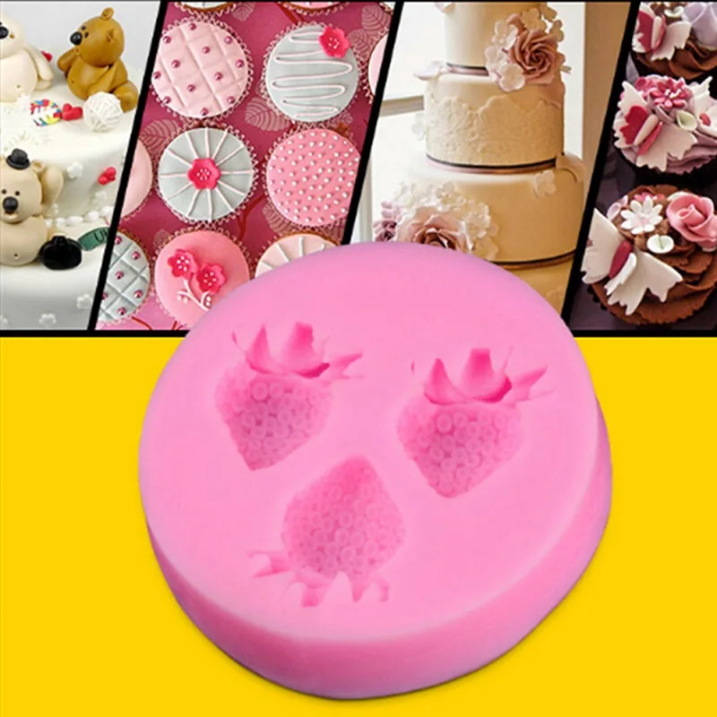 Strawberry Cake Silicone Mold Bow Bowknots Flower 3D Fondant Kitchen Baking Decorating Tool Chocolate Soap Stencils | Дом и сад