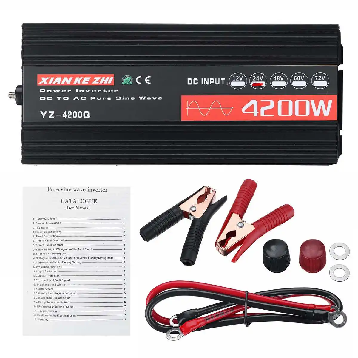 Инвертор 12v 220v 4200 Вт инверсор 12/24/48/60V до 220V Напряжение трансформатор чистая Синусоидальная волна инвертирующий усилитель ЖК-дисплей Дисплей основные средства защиты