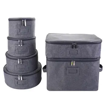 

6PCS Hard Shell Stackable Storage Box Set for Dinnerware Protects Dishes Cups Mugs Felt Plate Dividers Included Organizer 40a