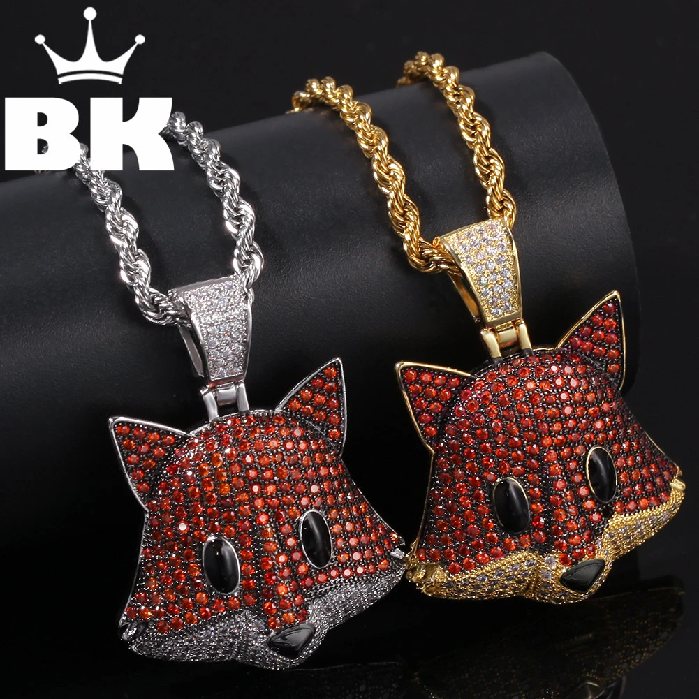 Шикарный Король на заказ Маленькая FoxPandent CZ подвеска ожерелье хип хоп полный Iced Out