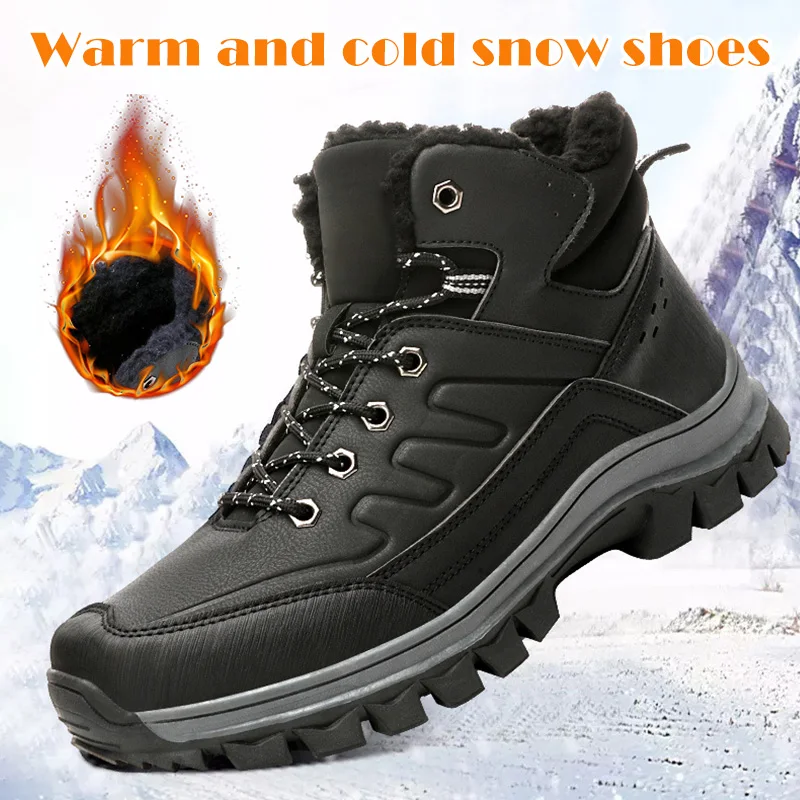 New Men Snow Boots Hiking Shoes Fleece 