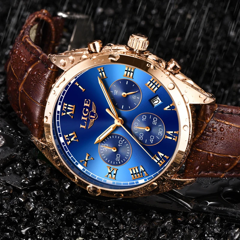 

LIGE Watches Men Sports Waterproof Date Analogue Quartz Men's Watches Chronograph Business Watches For Men Relogio Masculino+Box