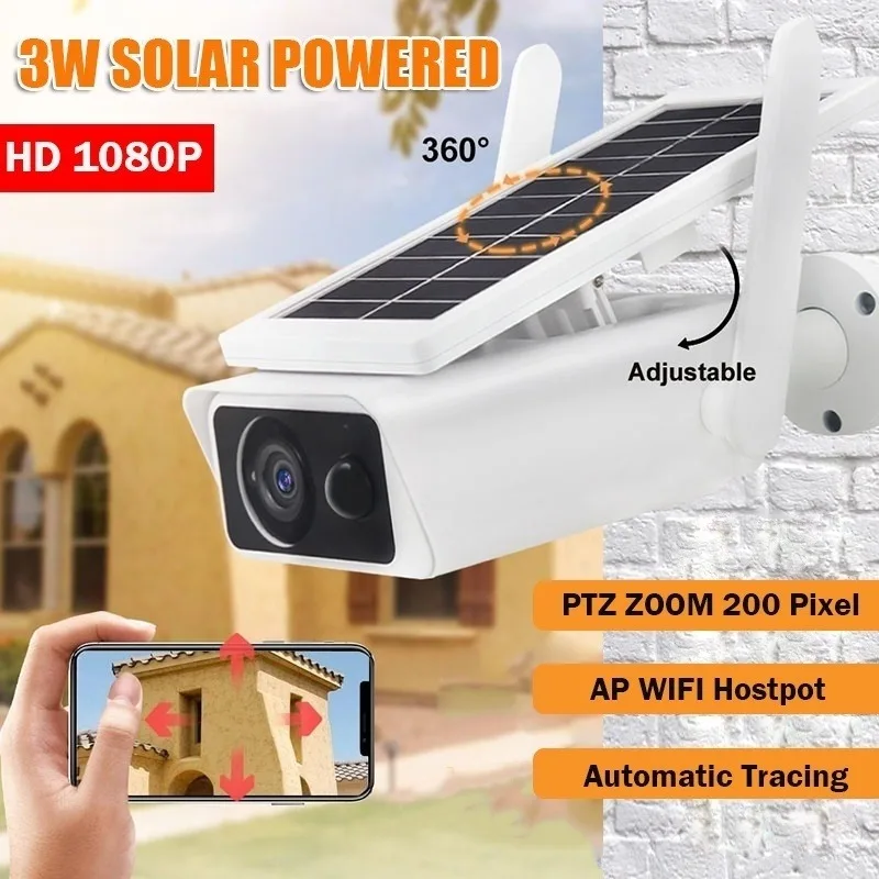 IP-камера наружная с солнечной батареей Wi-Fi 1080P 4-кратным увеличением |