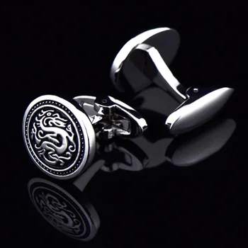 

Jewelry French shirt cufflink for mens Brand Chinese Dragon Cuff link Luxury Wedding Button High Quality guests