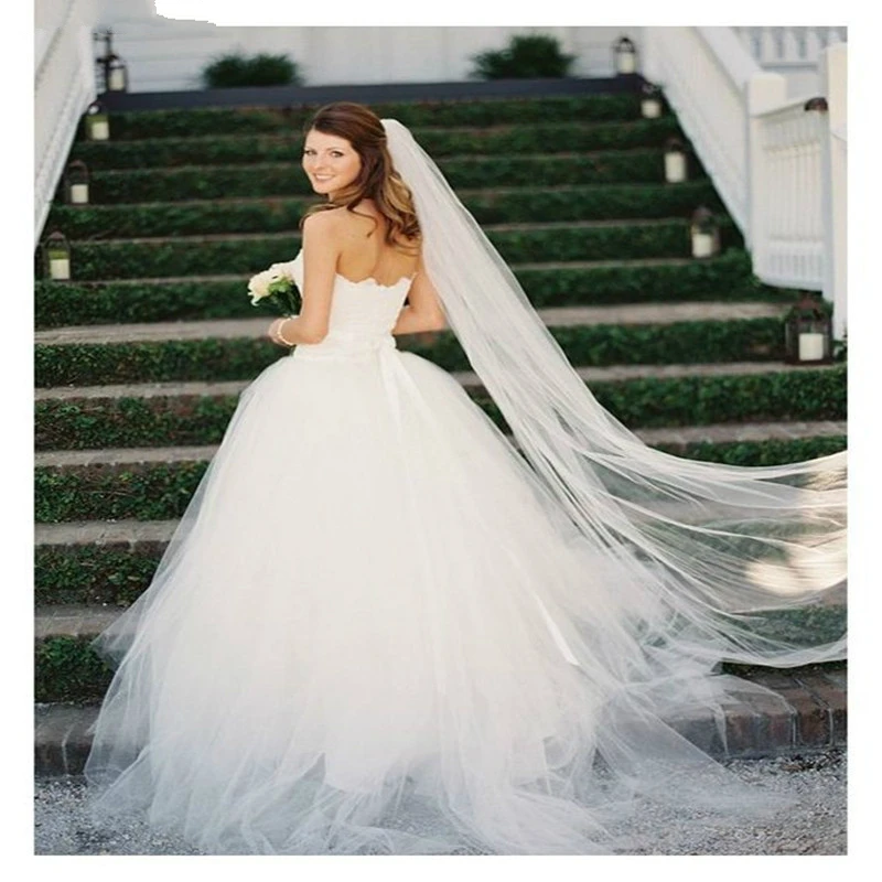 White 1 Tier Church Bridal Veil with Comb Wedding Accessories Ladies Decoration