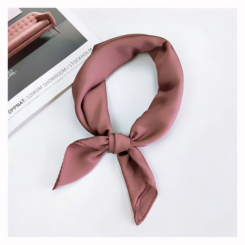

70cm*70cm Pure Color Square Scarf Hair Tie Band For Party Shopping Women Elegant Women Wrap Handkerchief Bandana Accessories