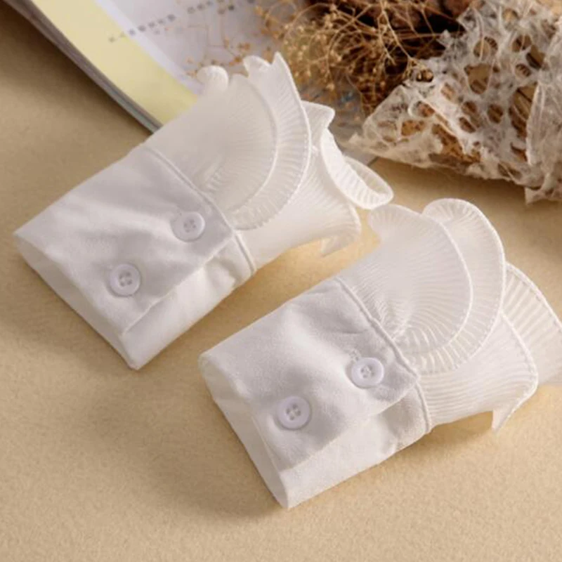 Decorated Cuff Fake Sleeves Autumn Winter Wild Sweater Decorative Sleeves Flounces Wrist Sleeves Lace Pleated Wrist