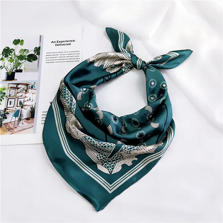 green scarf Женский шарф полотенце плед маленький квадратный шарф шарфы женский модный профессиональный шарф декоративный солнцезащитный шарф - Цвет: green scarf