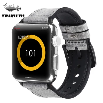 

Oil wax Silicone Genuine Leather Strap Band for Apple Watch Series5 4 3 21Watchband Men/Women Replacement Bracelet 40/44/38/42mm