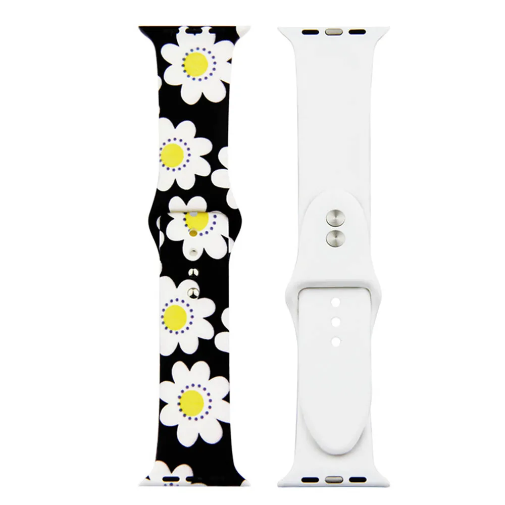 Ремешок для часов Apple watch Series 5 4 3 2 1 40 мм 44 мм цветочный силиконовый браслет с печатным ремешком для i watch Series 5 4 3 2 1 38 мм 42 мм