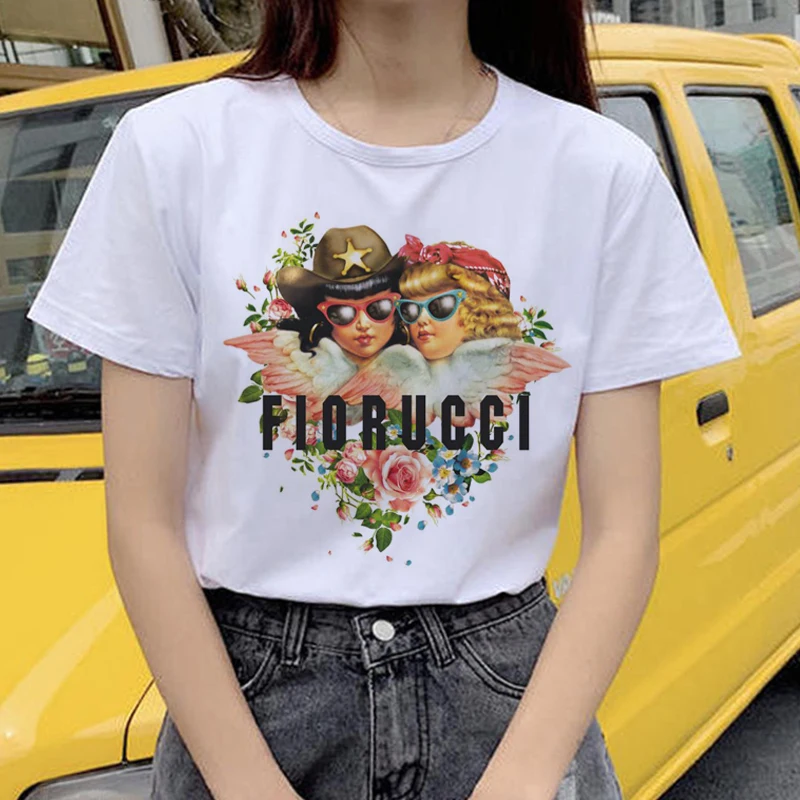 Angel Harajuku Ullzang, женские футболки, Kawaii, забавная мультяшная футболка, 90 s, графический гранж, Милая футболка, корейский стиль, женские футболки - Цвет: 21671