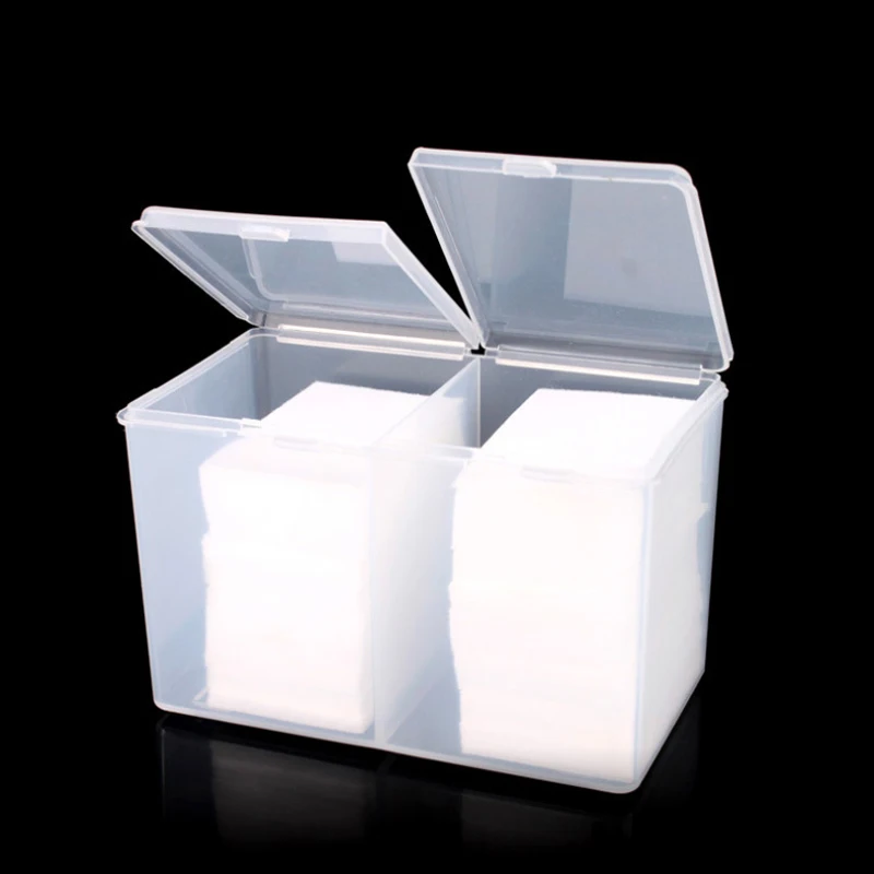 

2 Colors Clear Compartments Holder Organizer Container Gel Polish Remover Cleaning Cotton Pad Swab Storage Box
