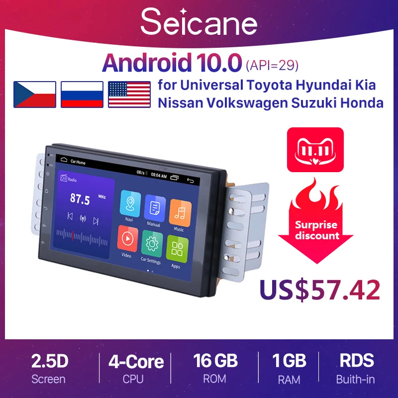 Seicane 2 DIN Universal Android 10.0 Car GPS Multimedia Navi Stereo Player for Nissan QASHQAI/X-TRAIL TOYOTA COROLLA Hyundai Kia