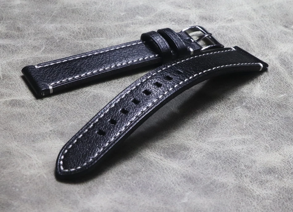 

20 22mm Retro tuba Big hand replacement Watch Straps Band Genuine Leather Large size long Watch chain Lengthened Watchbands XL