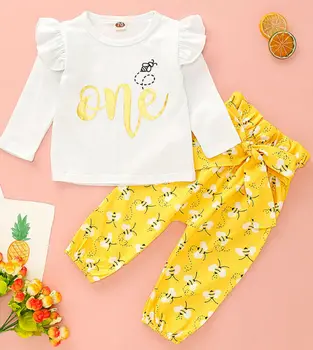 

Toddler Newborn Baby Girl 1st Birthday Clothes Tops Romper Long Pants Outfits