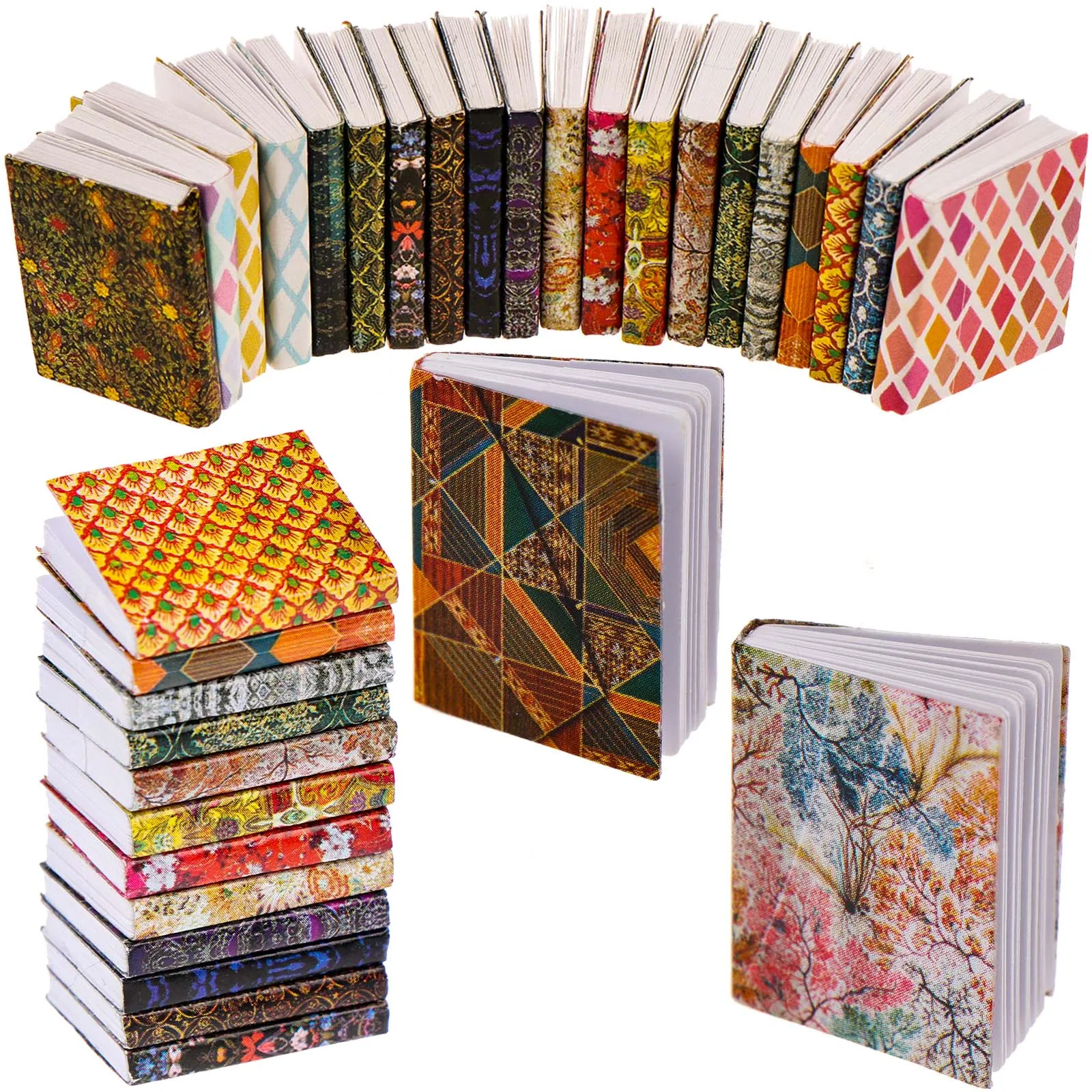 

20Pcs 1:12 Scale Miniatures Dollhouse Books Assorted Retro Vintage Mini Books