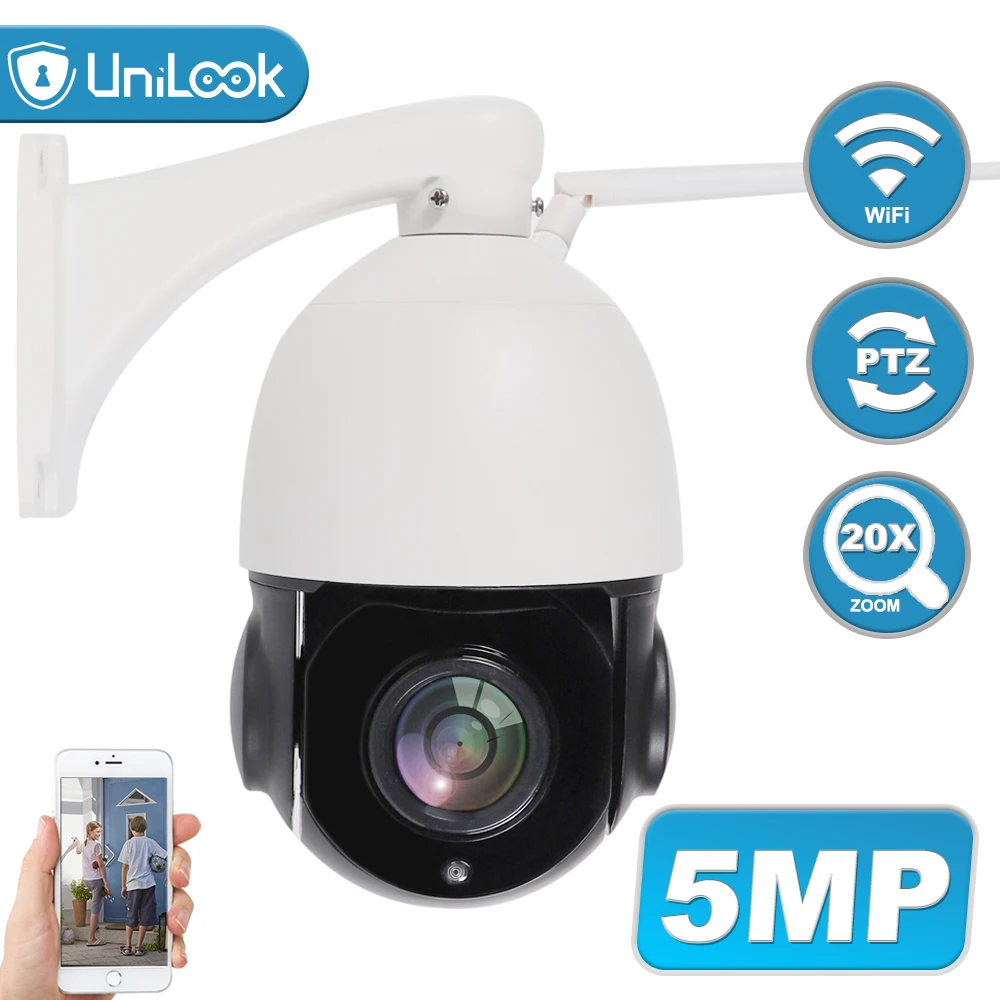 UniLook 5MP 20X Speed Dome Wireless PTZ Camera Star Light Level CMOS IR 60m Built in SD Card Slot PTZ Wifi Camera H.265 P2P