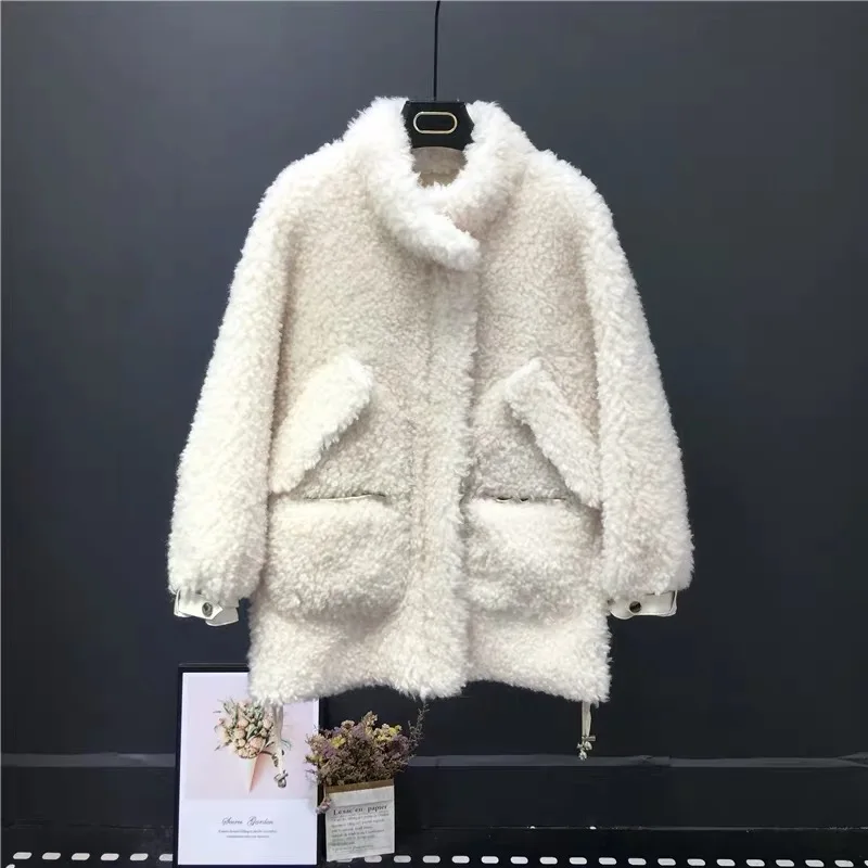 PUDI TX107202 женский зимний натуральный мех внутри теплая куртка пальто Женская Классическая куртка, пальто - Цвет: white