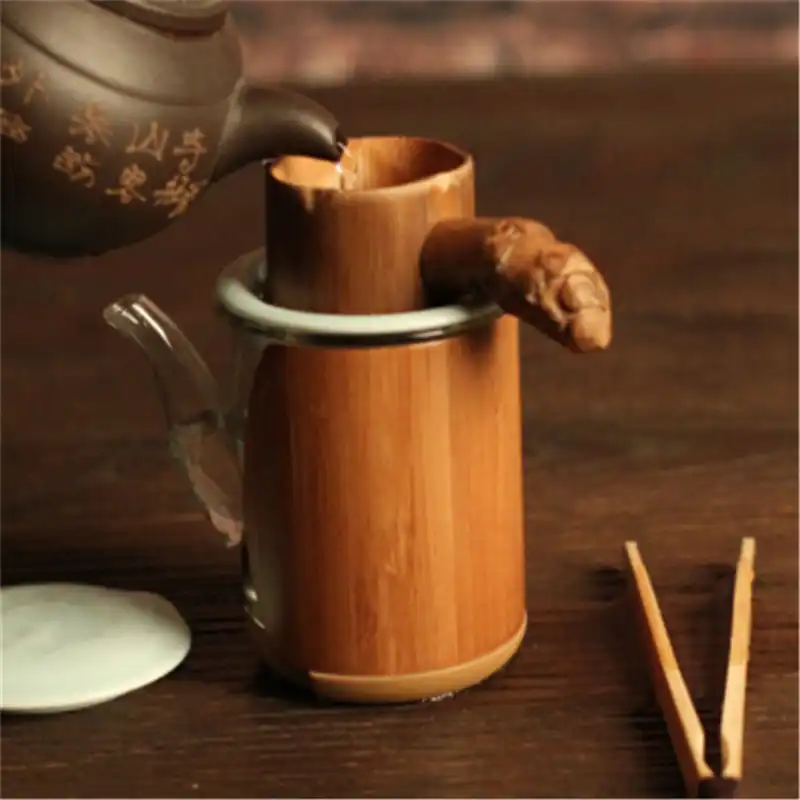 Wooden Color Bamboo Tea Strainer Drinkware Tea Accessories Home Kitchen