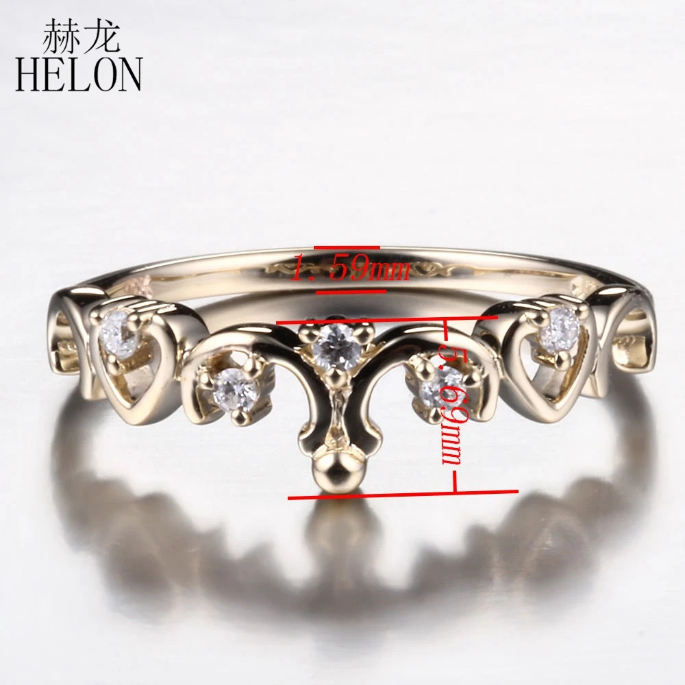 HELON Solid 10 к из желтого золота SI/H с натуральными бриллиантами, обручальное кольцо вечности, вечерние кольца, блестящие женские модные ювелирные изделия