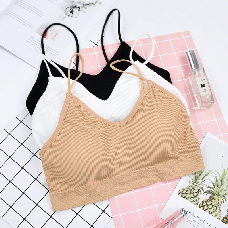 Sport Cropped Top Bra Push Up Running Yoga Bra Cotton Stripe Sport Tops For Women Gym Wear Solid Fitness Bra Women Sportswear