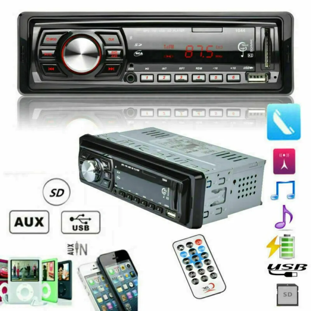 Автомагнитола Автомобильный MP3-плеер Hands-Free автомобильный fm-радио Mp3 с Usb/Aux интерфейсом Автомобильный MP3-плеер автозапчасти