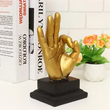 

1Pc American Style Antique Success Hand Gesture Sculpture Success Sculpture OK Signal Desktop Adornment Office Home Decor