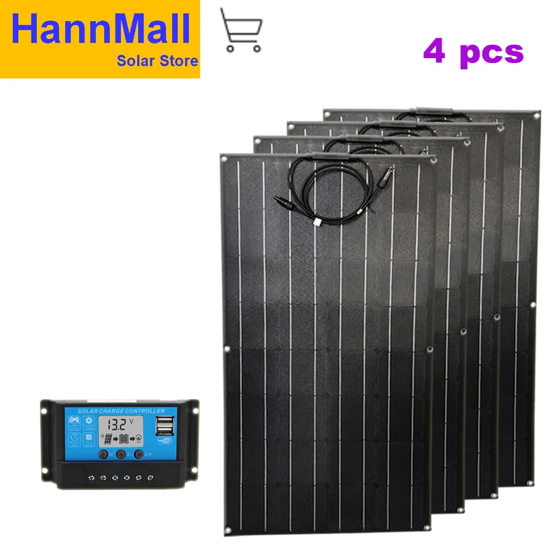 Painel solar 400W ETFE Гибкая солнечная панель солнечная батарея panneau solaire 12V Mono Cell для RV лодки яхты автомобиля Караван зарядное устройство - Цвет: 400W SOLAR KIT