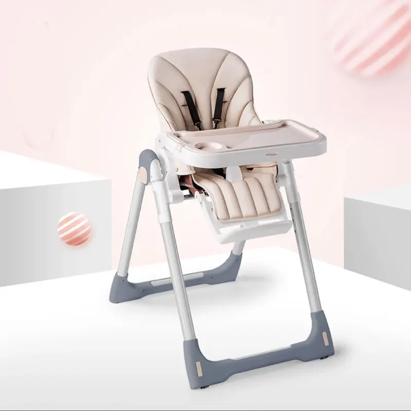 Детский обеденный стул с высокими ножками, многофункциональный складной портативный От 0 до 4 лет, Защита окружающей среды, детское кресло для кормления - Цвет: Dining Chair Apricot