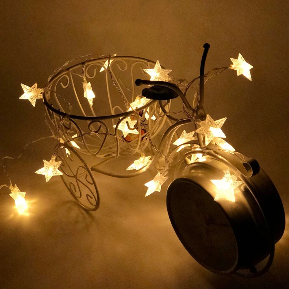 Star Warm White 6 м 40LED Снежинка шар звезда батарея струнный светильник s Рождественская гирлянда Фея Curtian светильник для рождественской елки новогодние вечерние украшения - Испускаемый цвет: Star Warm White