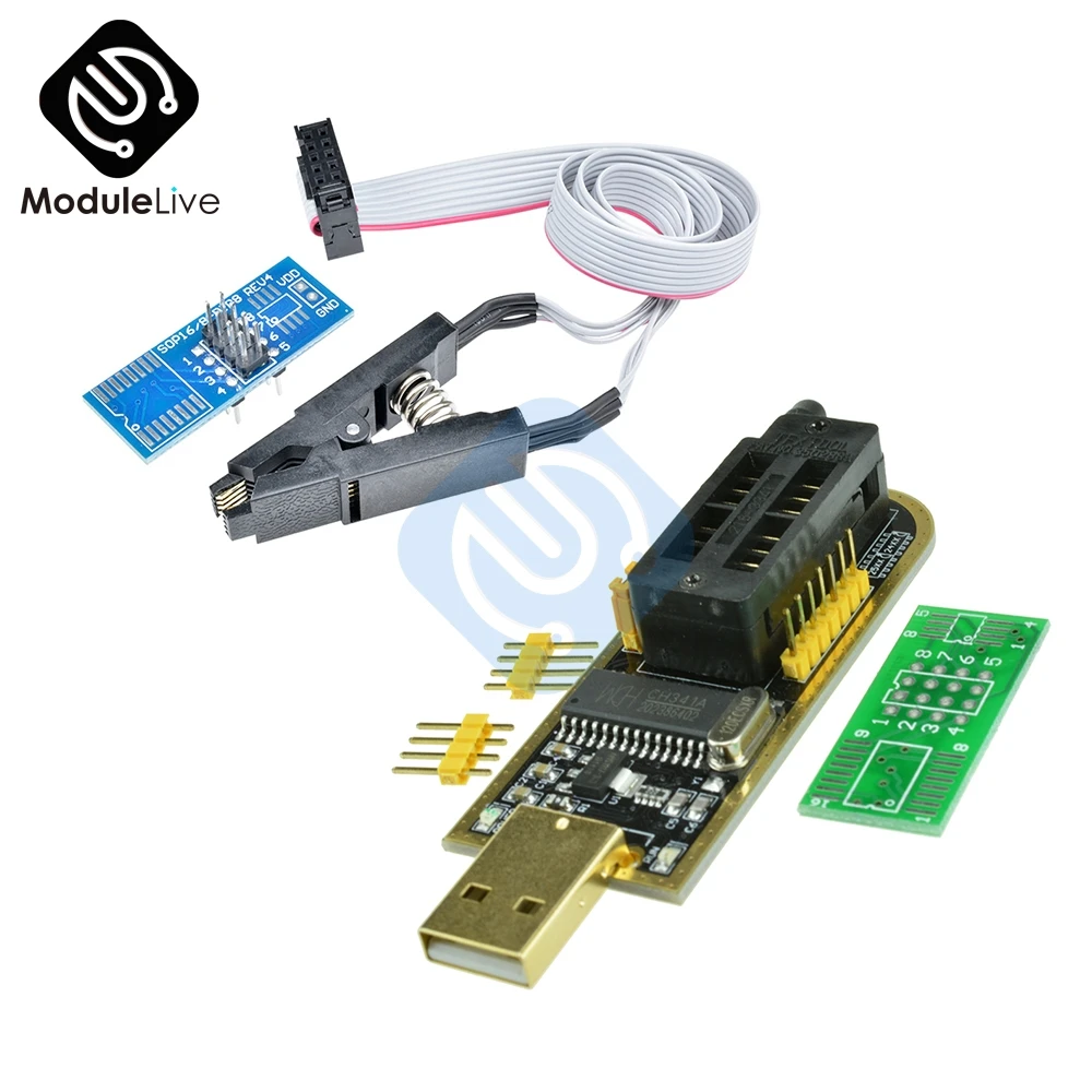CH340G CH341 24 25 серии флэш-память EEPROM BIOS USB программатор SOP8 SOIC8 SOP Формат Флэш-чип IC тестовые зажимы разъем Adpter инструменты - Цвет: CH341A with SOP8