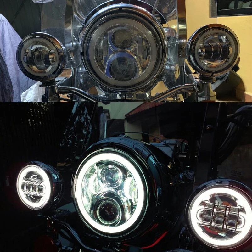 " moto rcycle светодиодный фонарь 4,5" farol auxiliar moto противотуманная фара для Harley Street Glide Touring Softail Road King на заказ Fat Boy