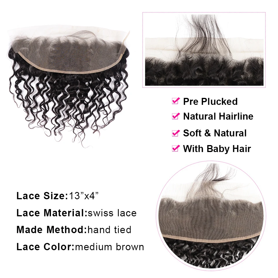 Water Wave Bundles with Frontal Closure 3 Bundles With Closure 13x4 Frontal With Bundle Brazilian Non-remy Hair weave Jazz Star