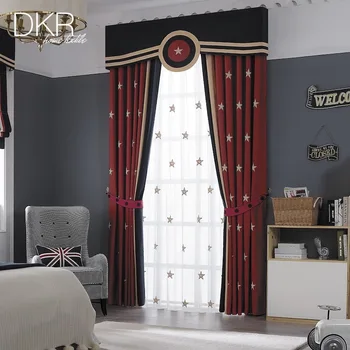 

Children's RoomFriendly Breathable Patch Cotton Linen Curtain Boys and Girls French Window Bay Window Factory Wholesale