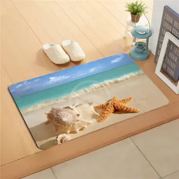 

v&16 Custom The beach sea shells Doormat Home Decor Door mat Floor Mat Bath Mats foot pad L7.11#g16