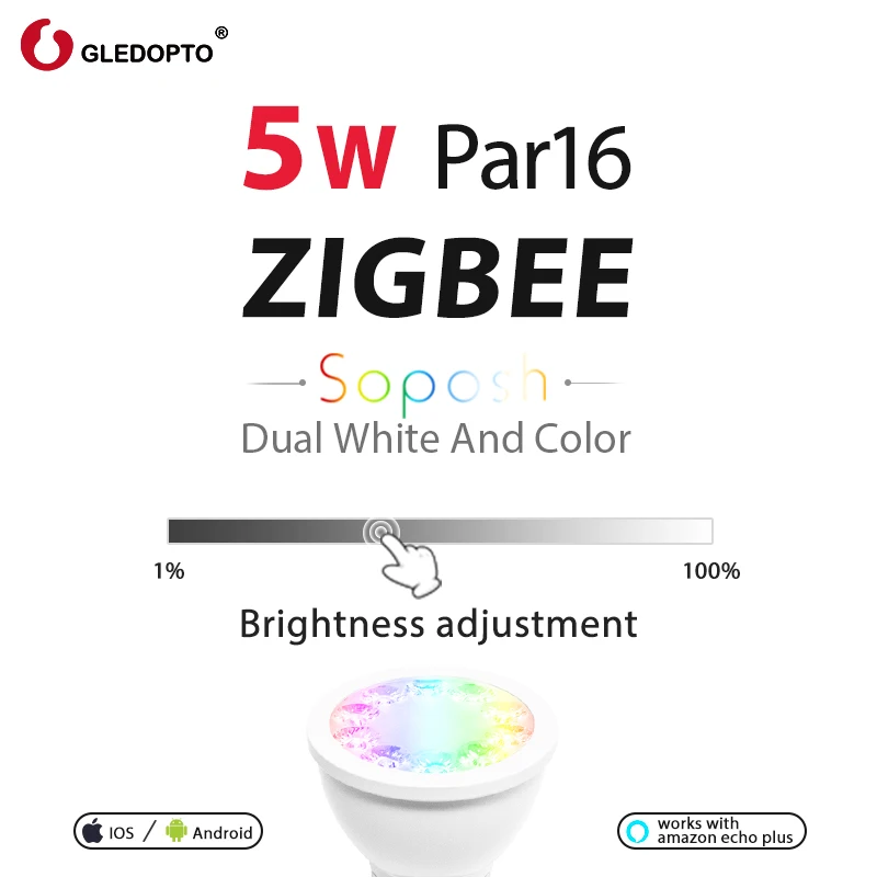 5W par16 E27/e26 лампа zigbee умный дом rgb+ cct прожектор работает с amazon ECHO plus smartThings hub белый 2700-6500K